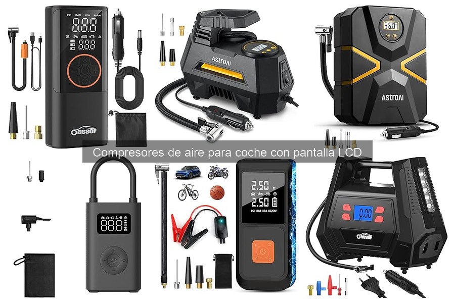 Tipos de compresores de aire para coche con pantalla LCD